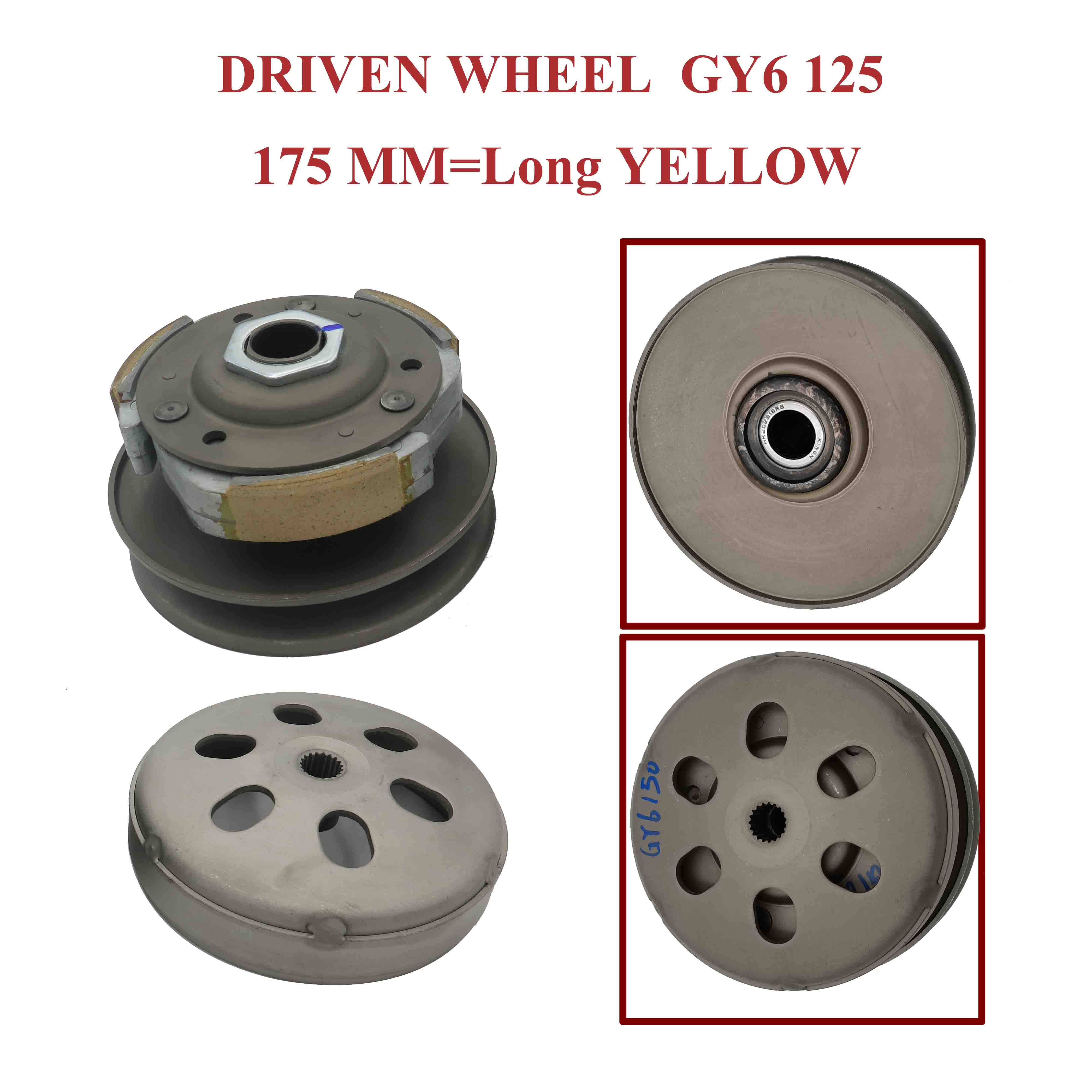 DRIVEN WHEEL  GY6125 175 MM=Long YELLOW 