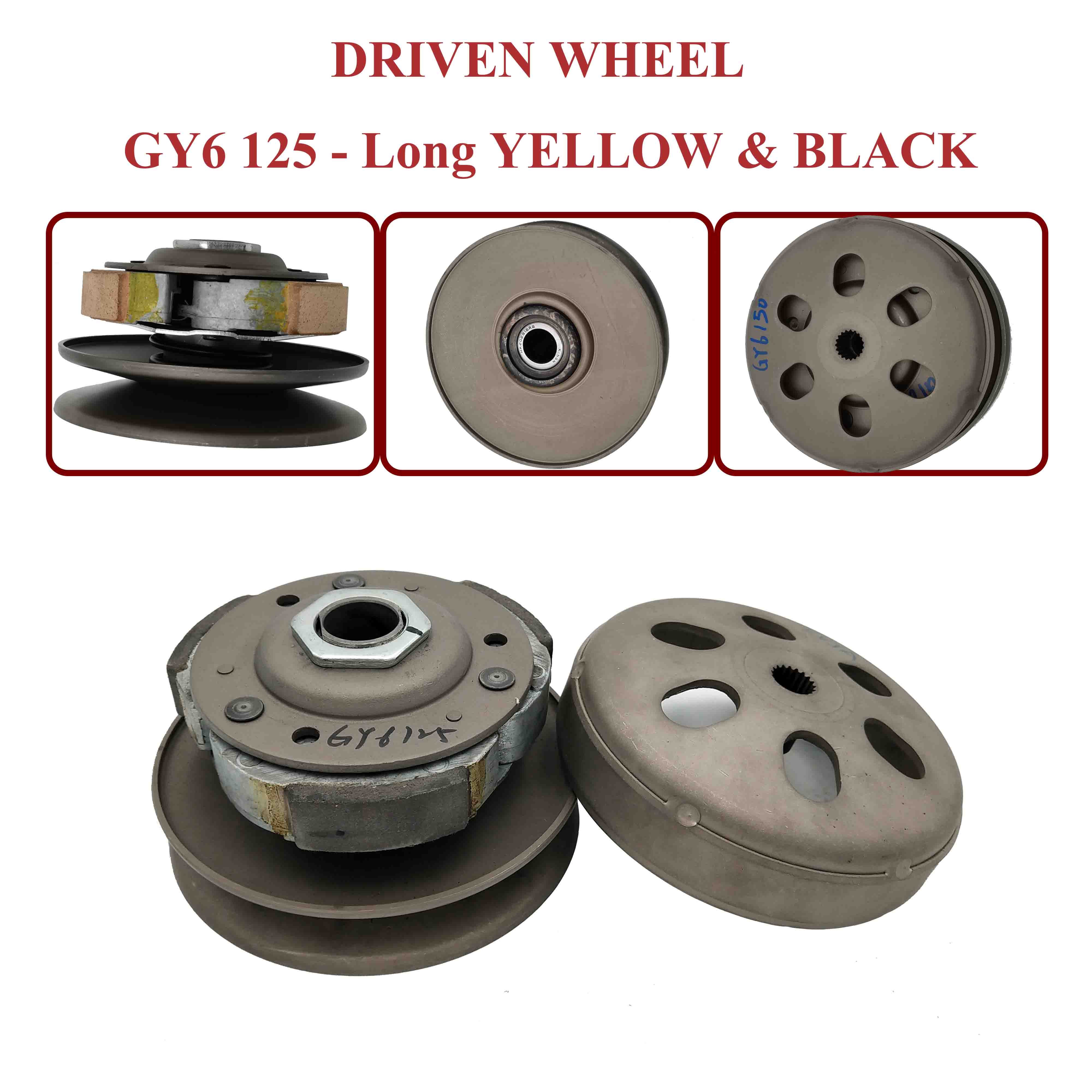 DRIVEN WHEEL   GY6 125 - Long YELLOW & BLACK 