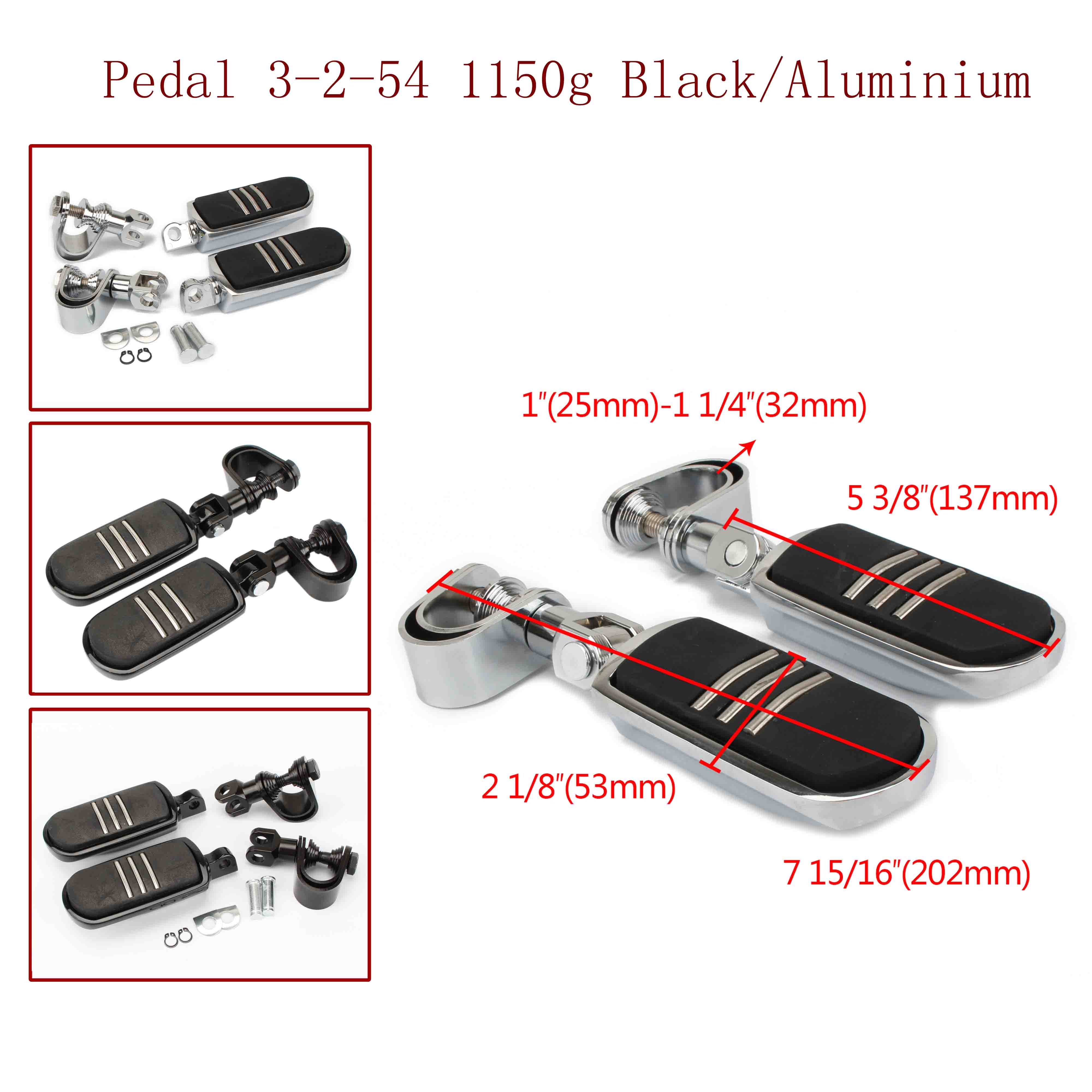 Pedal 3-2-54 1150g Black-Aluminium 