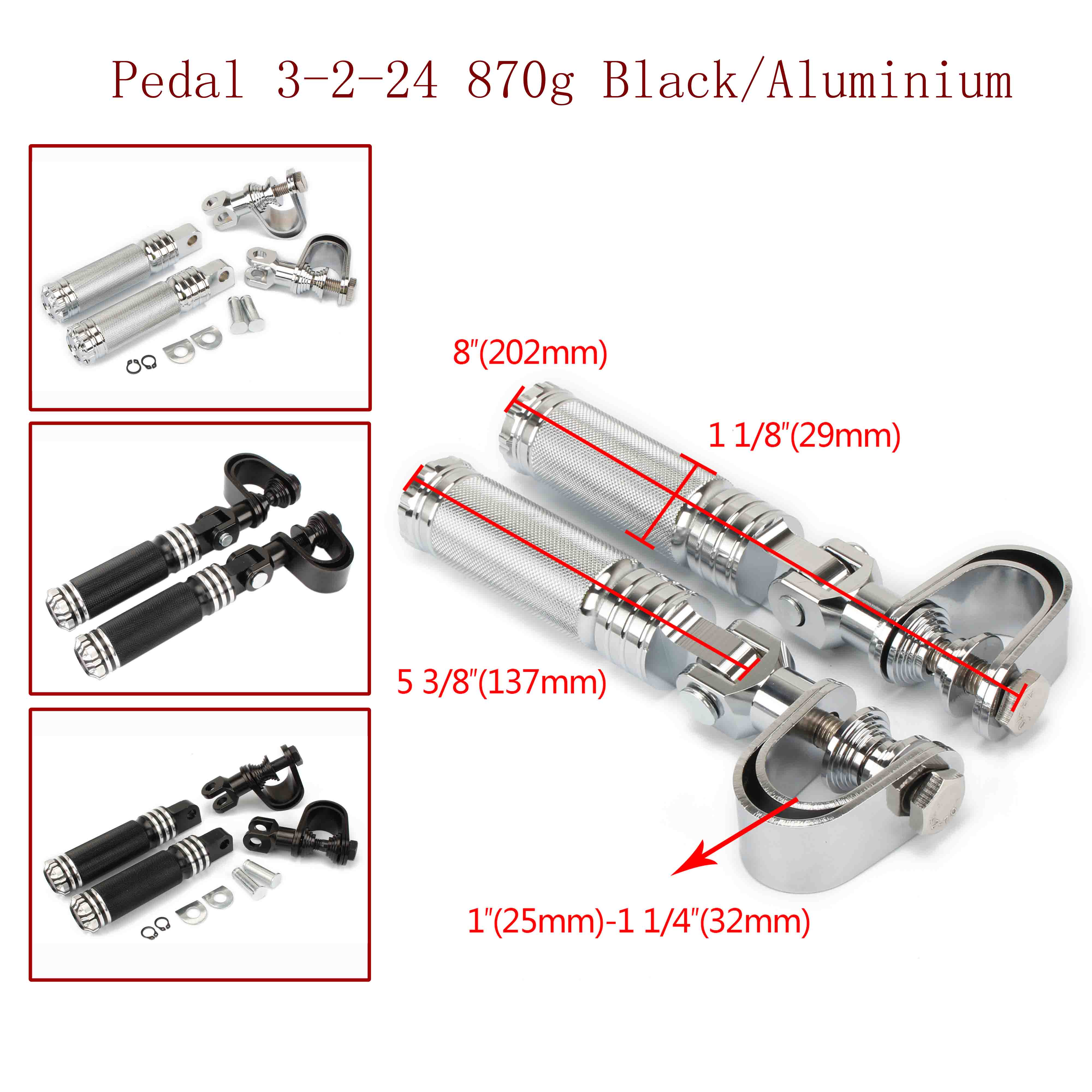 Pedal 3-2-24 870g Black-Aluminium 