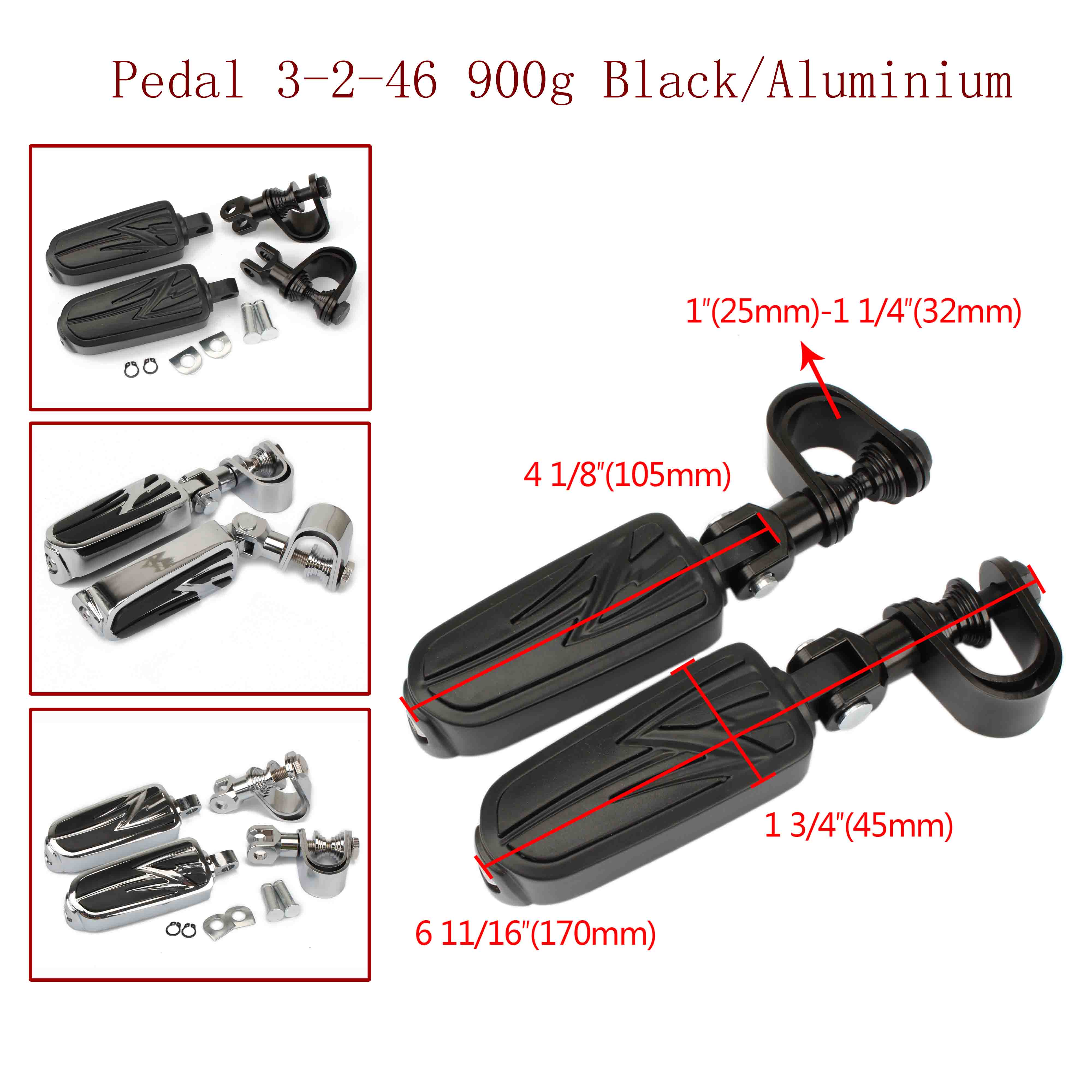 Pedal 3-2-49 1010g Black-Aluminium 