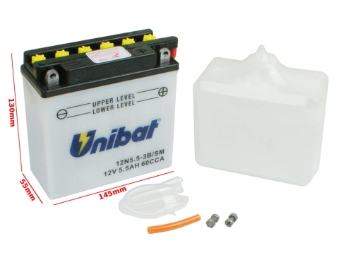 AKUMULATOR UNIBAT 12N5,5-3B/E P+ 5,5Ah 