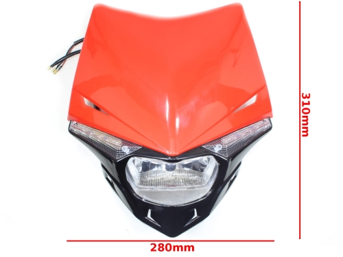 LAMPA PRZÓD CROSS ENDURO Z OWIEWKĄ CZERWONA SC 