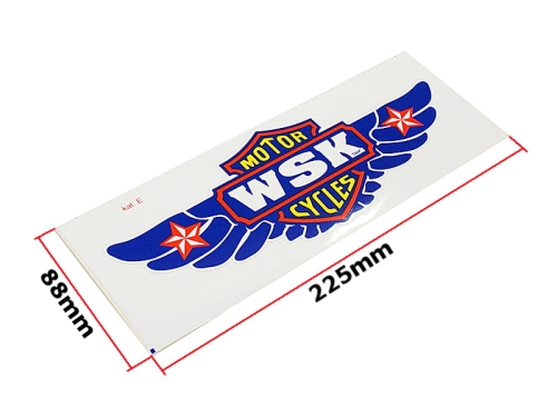 NAKLEJKA WSK MOTOR CYCLES NIEBIESKA KAT-E 