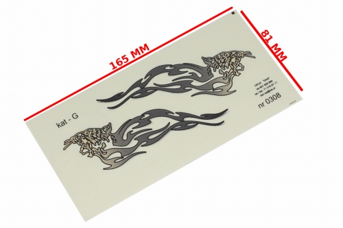 NAKLEJKA PŁOMIENIE TYGRYS 0308 SZARY KAT-G 