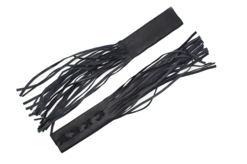 FRĘDZLE SKÓRZANE NAL NA MANETKE CZARNE KPL. 