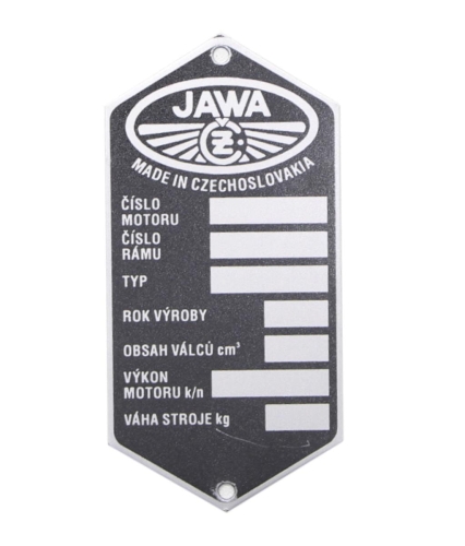 TABLICZKA ZNAMIONOWA JAWA 353 360 KIVACKA PO 1958 