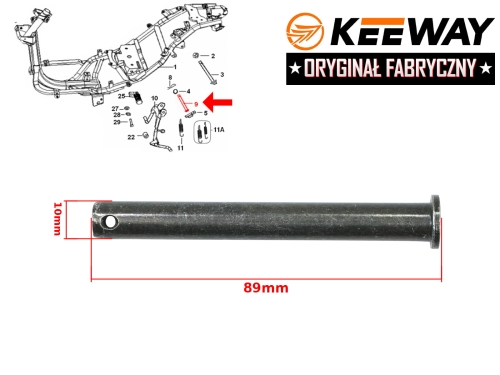 OŚKA PODNÓŻKA CENTRALNEGO KEEWAY HURRICAN ORYGINAŁ 