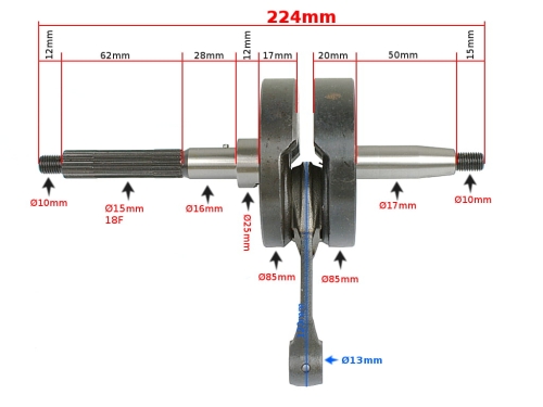 WAŁ KORBOWY APRILIA SCARABEO PIAGGIO 50 4T 