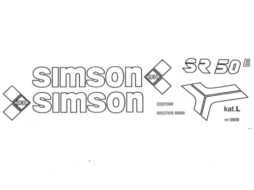NAKLEJKA SIMSON SR50 B BIAŁA SKUTER KPL. KAT-L 