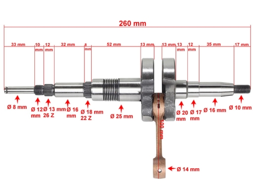WAŁ KORBOWY WZMOCNIONY SUZUKI AD50 ADDRESS 2T ROY 