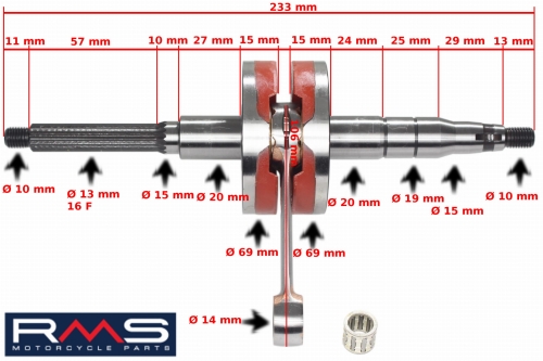 WAŁ KORBOWY MINARELI VERTICAL APRILIA RACING PIN10 