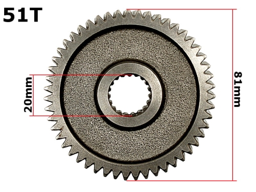 ZĘBATKA GY6 POŚREDNIA PRZEKŁADNI 51T TRYB SKOŚNY 