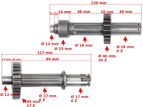 WAŁEK SPRZĘGŁA ATV 110 + ZDAWCZY TZ 