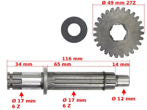 WAŁEK ZDAWCZY ATV 110 SKRZYNI BEGÓW 