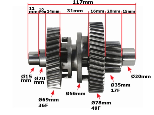 WAŁEK POŚREDNI ATV 150 DUŻY Z PRZESUWKĄ FUX 