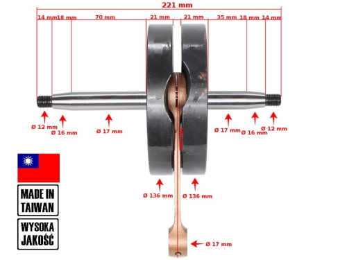WAŁ KORBOWY WSK 125 Z BLACHAMI DUELLS DI 