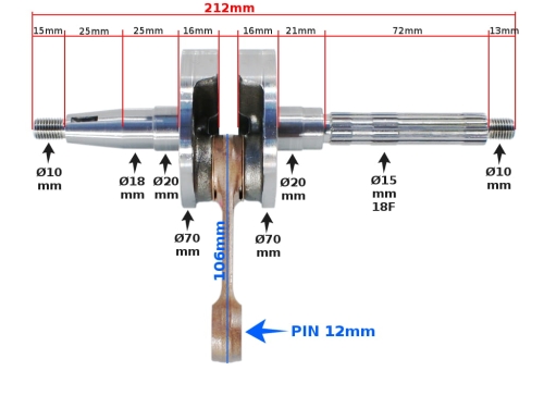 WAŁ KORBOWY PIAGGIO SFERA ZIP QUARTZ TYPHOON RMS 