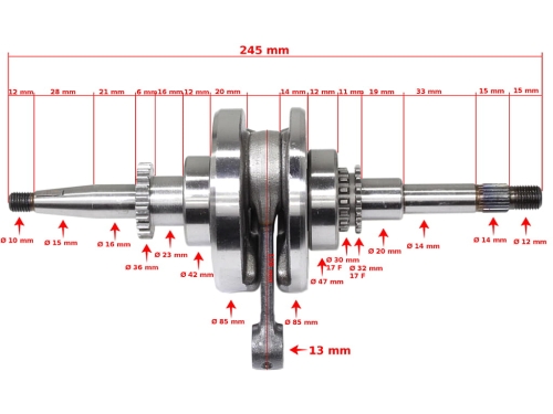 WAŁ KORBOWY GY6-50 4T 22Z 