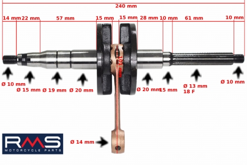 WAŁ KORBOWY MALAGUTI F12 PHANTOM 50CCM RMS 