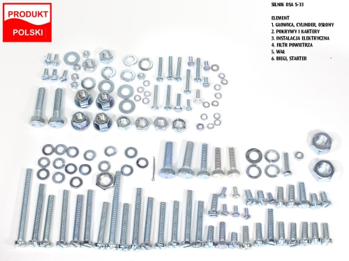 ŚRUBY SILNIKA WFM OSA SILNIK S-33 OCYNK KPL. TI 