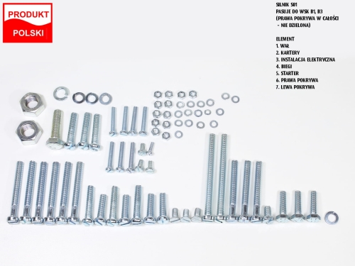 ŚRUBY SILNIKA WSK 125 S01 B1 B3 NIERDZEWNE KPL. TI 