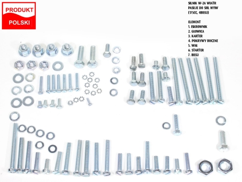 ŚRUBY SILNIKA WSK 175 W-2A WIATR 4 BIEGI OCYNK TI 