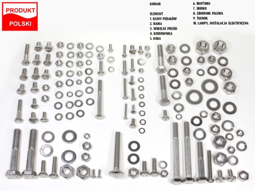 ŚRUBY KOMAR 2320 KOMPLET NA CAŁY MOTOR NIERDZEW TI 