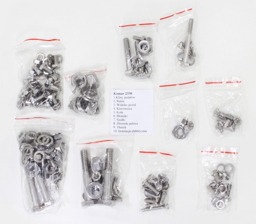 ŚRUBY KOMAR 2330 KOMPLET NA CAŁY MOTOR NIERDZEW TI 