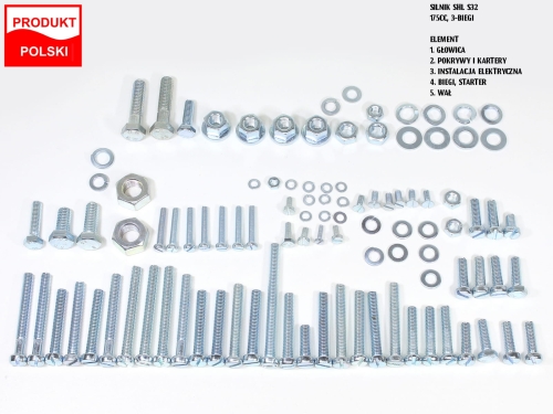ŚRUBY SHL M11 NA CAŁY MOTOR STAL NIERDZEWNA TI 